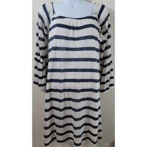 VaVa Joy Han Blue White Stripe Lined Shift Dress Small New With Tags Lightweight